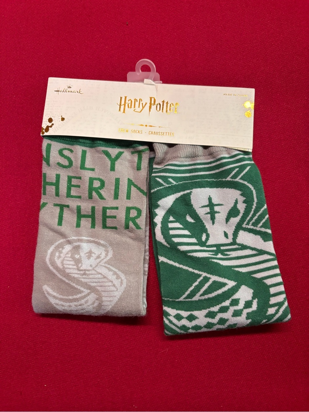 Warner Bros. Harry Potter Slytherin Green & Gray Crew Socks
